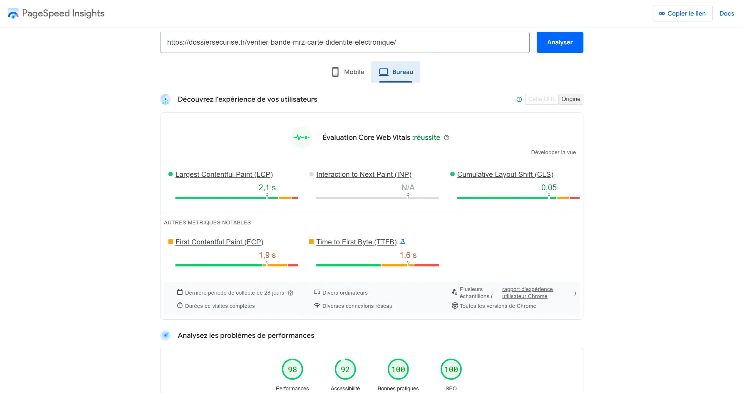 optimisation performances site wordpress core web vitals desktop